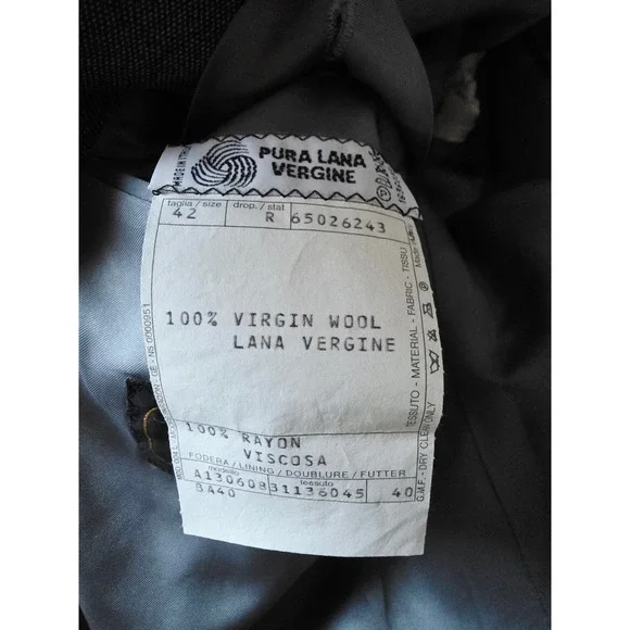 LIDO Mens 42 Double Breasted Wool Blazer Made in Italy Charcoal Pinstripe